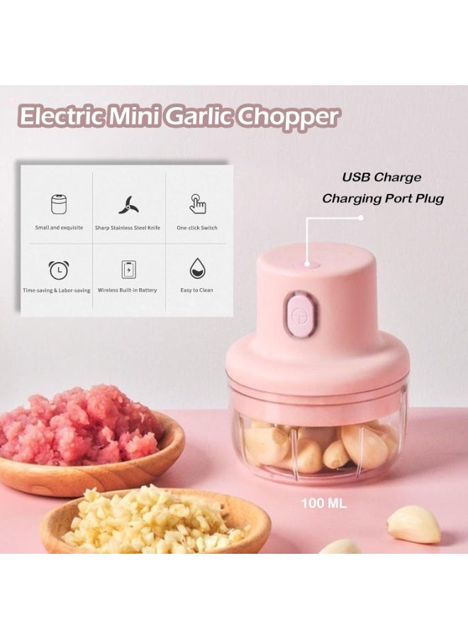 مفرمة ثوم وخضروات وفواكه وبصل صغيرة للمطبخ - ماكينة طحن كهربائية للمنزل مع كابل شحن USB - Image 3